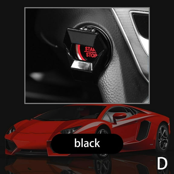 Car Carbon Fiber Engine Start Stop Push Button Switch Accessories; Covers W3D4