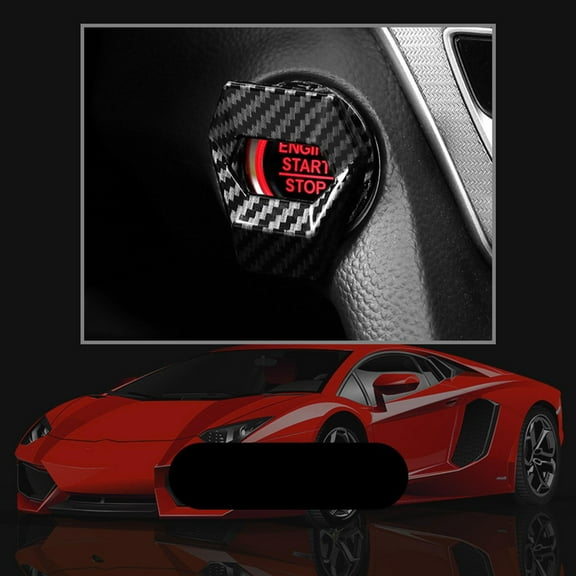 Car Carbon Fiber Engine Start Stop Push Button Switch Cover New Accorie New U9A6