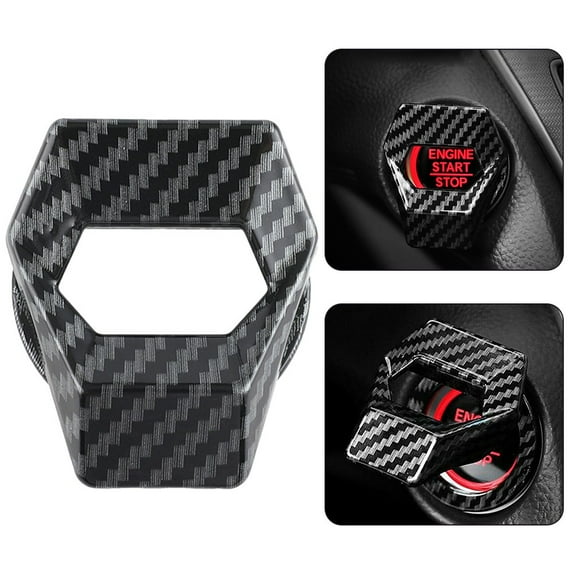 Car Carbon Fiber Engine Start Stop Push Button Switch Cover Trim Accessories
