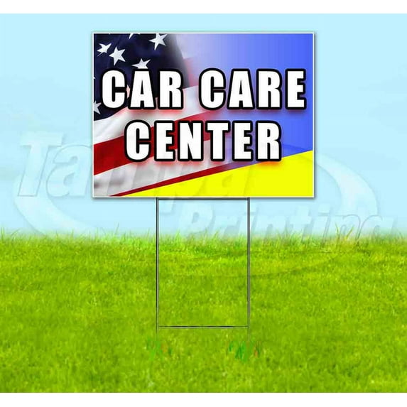 Car Care Center (18" x 24") Yard Sign, Includes Metal Step Stake