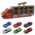 thumbnail image 1 of Car Carrier Truck Toy with Ejection Race Track - 6 Alloy Cars - Ages 3-5 - Birthday Christmas Gift - Brown, 1 of 14