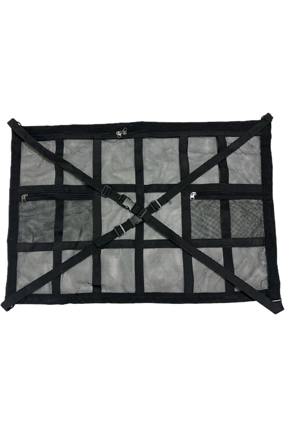 Car Ceiling Cargo Net with 3 Pockets, 31.5"x21.6" Car Overhead Storage Mesh Organizer, Double Layer Roof Mesh Camping Overlanding Gear Must Haves Cargo Net, SUV, Trucks, Camping, Road Trip Essentials