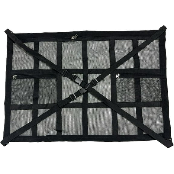 Car Ceiling Cargo Net with 3 Pockets, 31.5"x21.6" Car Overhead Storage Mesh Organizer, Double Layer Roof Mesh Camping Overlanding Gear Must Haves Cargo Net, SUV, Trucks, Camping, Road Trip Essentials