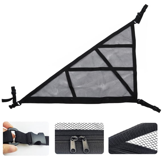 Car Ceiling Cargo Net Pocket,Adjustable Double-Layer Mesh SUV Roof Long Trip Ceiling Storage Net Cargo Net