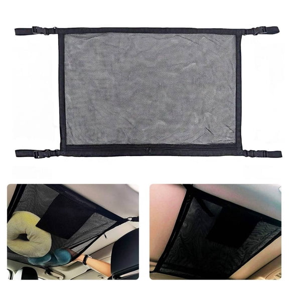 Car Ceiling Cargo Net Pocket Car Ceiling Storage Adjustable Interior Mesh Bag Car Roof Sundries Storage Pouch Netting Bag with Drawstring