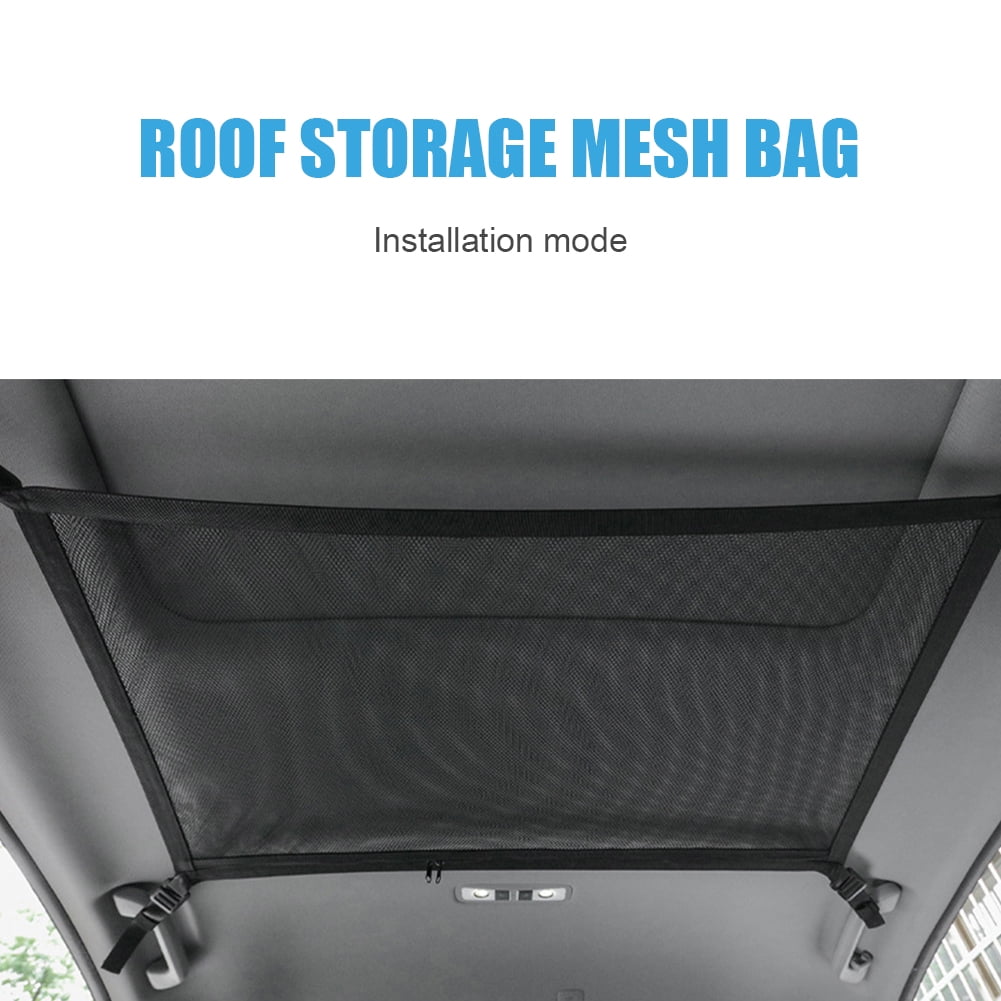 Car Ceiling Cargo Net Pocket Interior Overhead Roof Top Bag Polyester  Hanging Sundries Storage Organizer Car Net for Jeep Van SUV Trunk