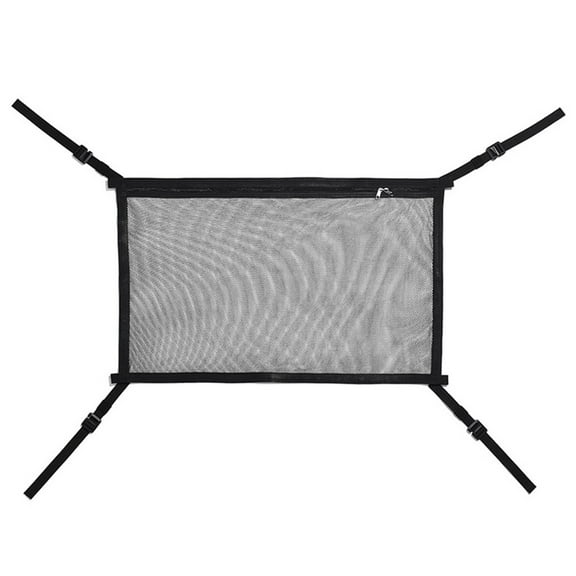 Car Ceiling Cargo Net Pocket Polyester - Lightweight, Easy Install (4 Handlebars), Drawstring, Stores Quilt/Sundries For Van/SUV
