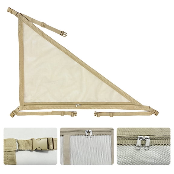 Car Ceiling Cargo Net Pocket, Triangular Car Overhead Storage Mesh Organizer, Double Layer Roof Mesh Cargo Net for SUVs, Road Trips, and Car Camping, Beige, A