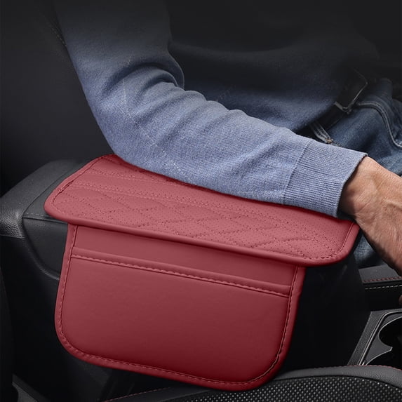 Car Center Armrest Box Cover wiwh Side Storage Pocket, Padded Elbow Support Pad, Protective Storage Bag wiwh Middle High Padding - Auto Interior Accessory