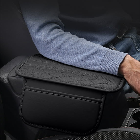 Car Center Armrest Box Pad | Middle Console Elbow Support Cushion | Universal Leather Arm Rest Cover for Cars | Breathable 4-Season Protective Mat | 12.4x11.4 in | Single Pack