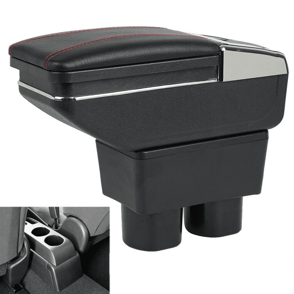 Car Center Armrest Storage Box, Magnetic Switch Auto Armrest Box, PU Leather Adjustable Arm Rest Console Organizer Fit For Nissan Versa 07-2011 2012