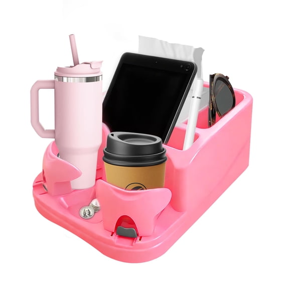Car Center Console with Adjustable Cup Holders, Universal Center Console Organizer for Truck, Cars, Minivans, Suvs, Truck Floor Console, Bench Seat Center Console