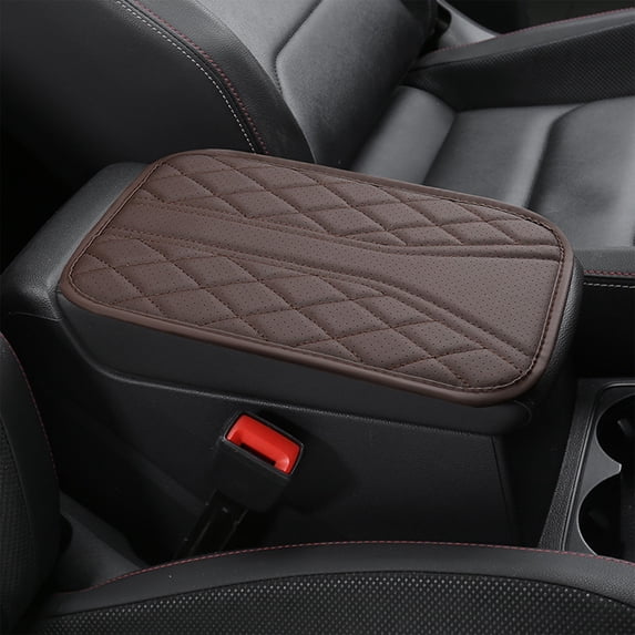 Car Center Console Armrest Pad Cushion – Leather Elbow Support with Storage Pocket, Universal Armrest Cover for Most Cars, All-Season Protective Mat