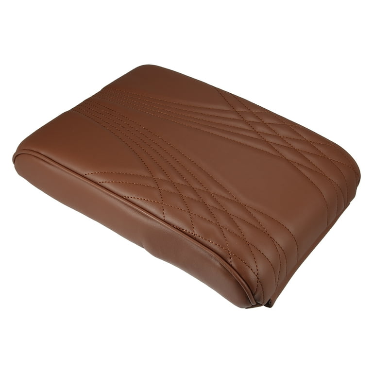 Car Center Console Armrest Pillow Memory Foam PU Leather Arm Rest Cover  with Storage Bag Universal for Car Brown 