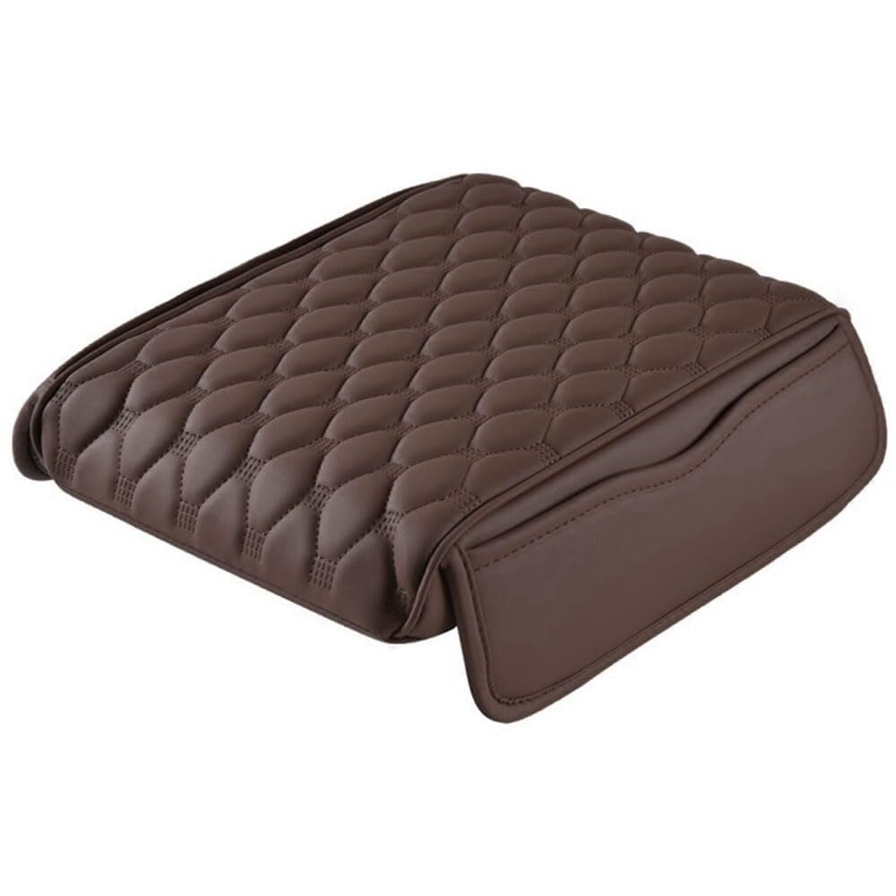 Car Center Console Armrest Protector, 2025 Upgrade Leather Armrest Cover Cushion with 2 Storage Bags, Universal Seat Box Pad Interior Accessories Protector for Most Vehicle (Black)