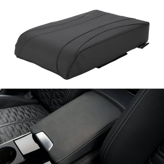 Car Center Console Cover Car Armrest Cover 11.61"x7.48"x1.97" Black Nappa Leather