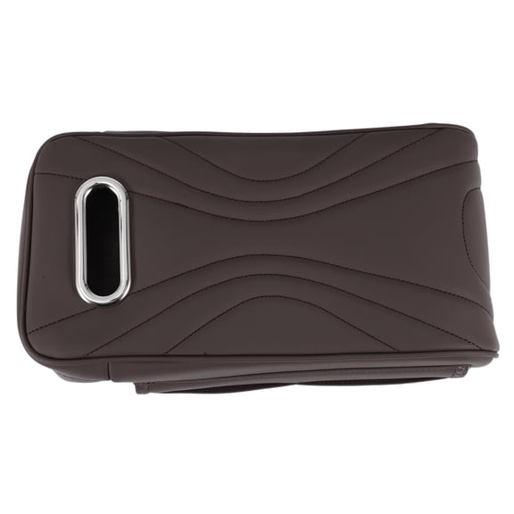 Car Center Console Cover Car Armrest Cover Multifunctional 12.4"x6.3"x3.15" Dark Brown Nappa Leather Memory Foam