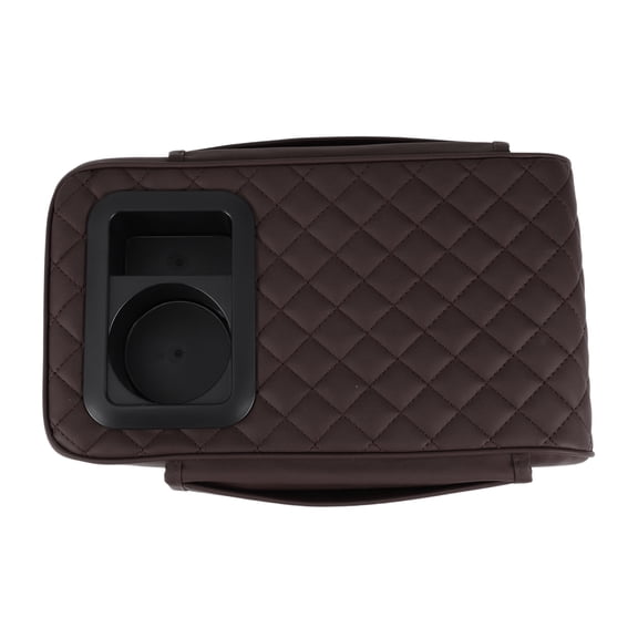 Car Center Console Cover Car Armrest Cover Multifunctional 13.39"x7.48"x2.76" Black Dark Brown Nappa Leather