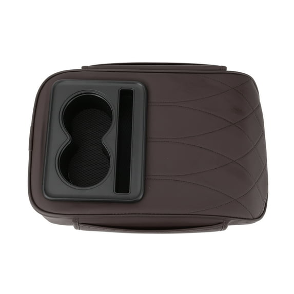 Car Center Console Cover Car Armrest Cover Multifunctional 14.57"x9.45"x2.76" Deep Brown Black Nappa Leather