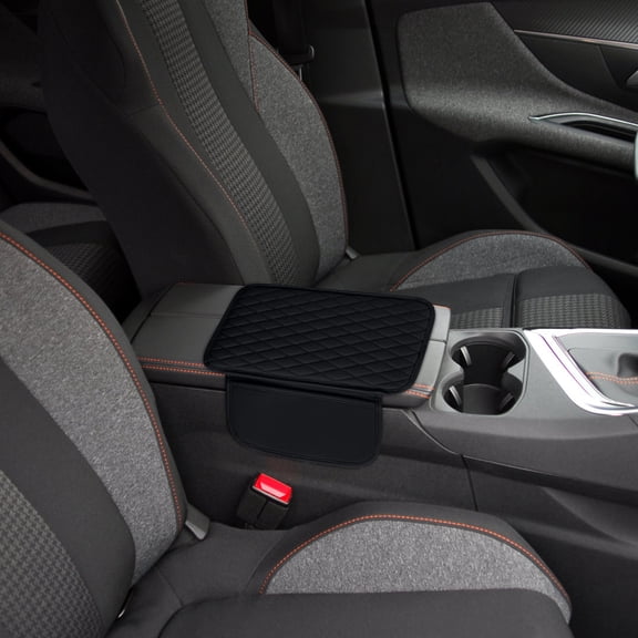 Car Center Console Cover, Leather Arm Rest Cover for Car SUV, Car Middle Armrest Console Cover with 2 Storage Bags, Scratch Resistant Waterproof Universal Car Accessories