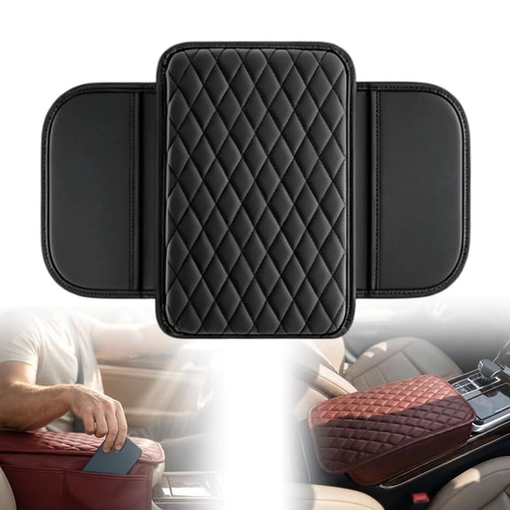 Car Center Console Cover, Padded Armrest with 2 Pockets,Soft microfiber leather, and a non-slip backing protect your console with handy side storage.