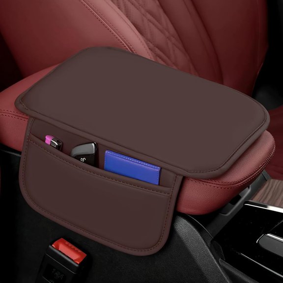 Car Center Console Cover for Subaru Outback 2015-2019, Leather Memory Foam Arm Rest Cushion Armrest Seat Box Pad Waterproof Universal with 2 Storage Bags,Black