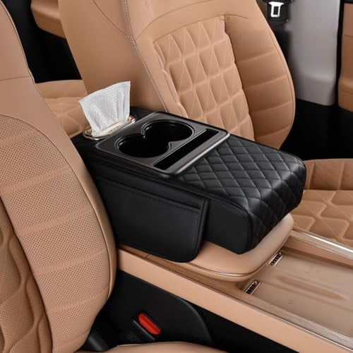 Car Center Console Cover with Memory Foam and Leather, Waterproof Armrest Pad for SUV