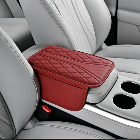 Car Center Console Cushion Pad | Car Center Console Organizer Extra Thick Durable Leather Armrest Cover for Car Storage Organizer Daily Commute Road Trips Red 1 Pack