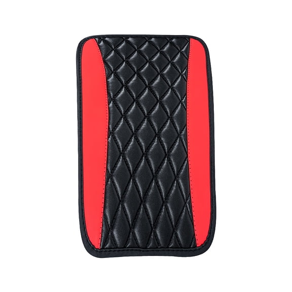 Car Center Console Cushion Pad, Universal Leather Waterproof Armrest Seat Box Cover Protector,Comfortable Car Decor Accessories Fit for Most Cars, Vehicles, SUVs (Red)