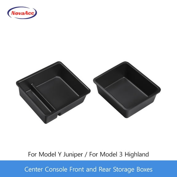 Car Center Console Front Rear Storage Box For Tesla Model Y Juniper 2025 Model 3 Highland 2024 2025 Armrest Case Storage Tray