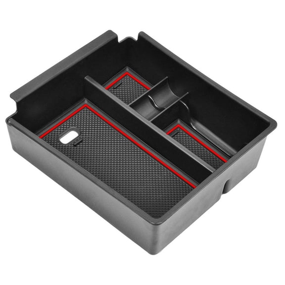 Car Center Console Organizer Tray, ABS Plastic Armrest Storage Box, Anti-slip Silicone