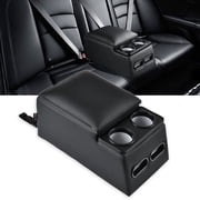 Universal Rear Bench Seat Car Center Console Truck Seat Organizer Storage Back Seat Car Organizer with Cup Holder Large Storage Box Central Armrest Box Carbon Fibre