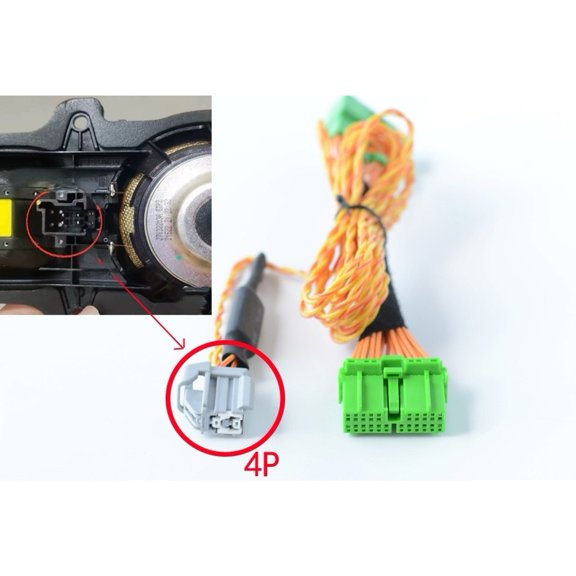 Car Center Speaker Adapter Cable for Volvo, 22-Pin to 4-Hole Wiring Harness for Bowers & Audio Upgrade, Yellow Extension for S60 V90 S90 XC60