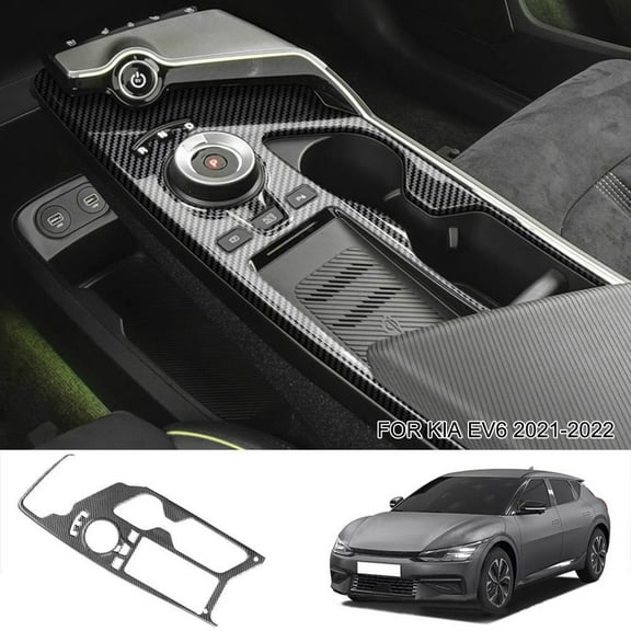 Car Central Control Gear Panel Sticker Carbon Fiber Style Trim For Kia Ev6 2021 Center Control Gear Panel Patch Car Accessories