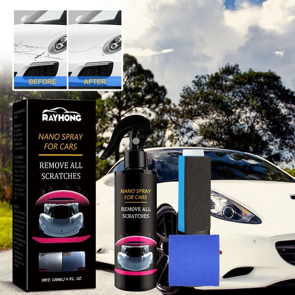 Car Ceramic Coating Spray 120ml, Hydrophobic Car Paint Protection and Scratch Repair Spray, Removes Oxidation Water Spots for Paint Metal Plastic Leather Surfaces