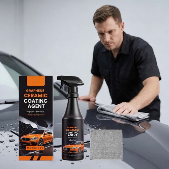 Car Ceramic Coating Spray 237ml High Gloss Paint Restorer Shine Booster, Long Lasting Scratch Protection And Hydrophobic Finish, For Car Detail Garage Auto Care Users