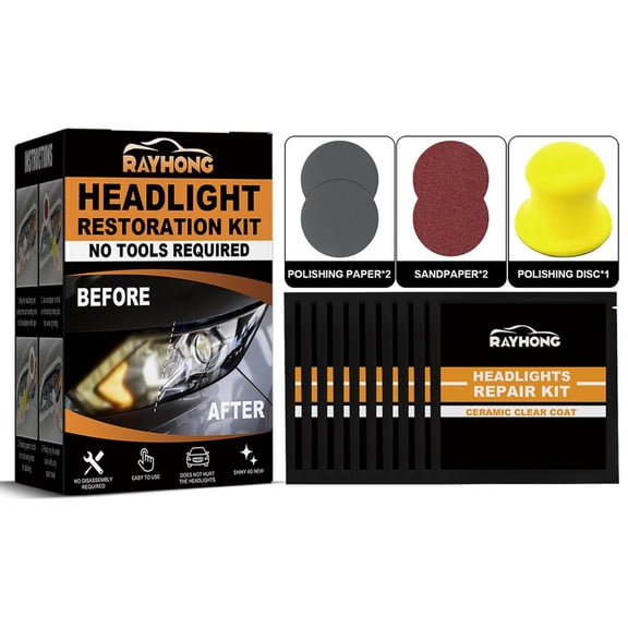 Car Ceramic Headlight Restoration Kit Auto Repair Scratches & Yellowing Lens Clean Car Accessories Abrasive Sandpaper Pads