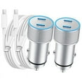 thumbnail image 1 of Car Charger, 2-Pack 40W Dual Port Fast USB C Charger Power Lighter Adapter with 3FT to Cable, 1 of 6