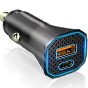Car Charger, 2-Port 30W USB-C & USB-A Car Power Adapter [PD QC 3.0] Fast Charging Cigarette Lighter Car Phone Charger for iPhone 15/14/13/12/11/Pro Max, iPad, Samsung Galaxy S24/S23/S22/S21, Go