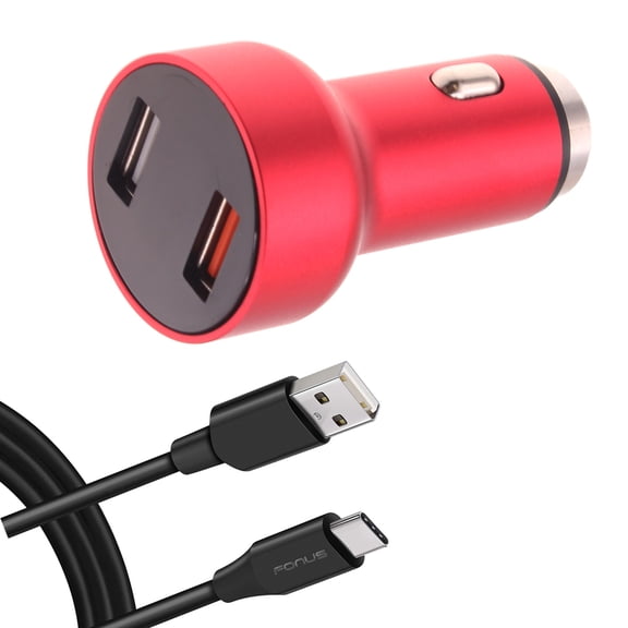 Car Charger 24W Fast 2-Port 6ft USB-C Cable DC Socket Power Adapter Long Type-C Cord Z6K for Samsung Galaxy Z Flip XCover FieldPro S8 S20 S10 Plus active Fan Edition S10e 5G Note 9 8 20 Ultra