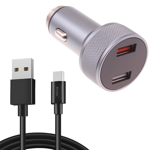 Car Charger 24W Fast for Samsung Galaxy A06/A16 5G/A26 5G/A36 5G/A56 5G - 2-Port 6ft USB-C Cable DC Socket Power Adapter Long Type-C Cord