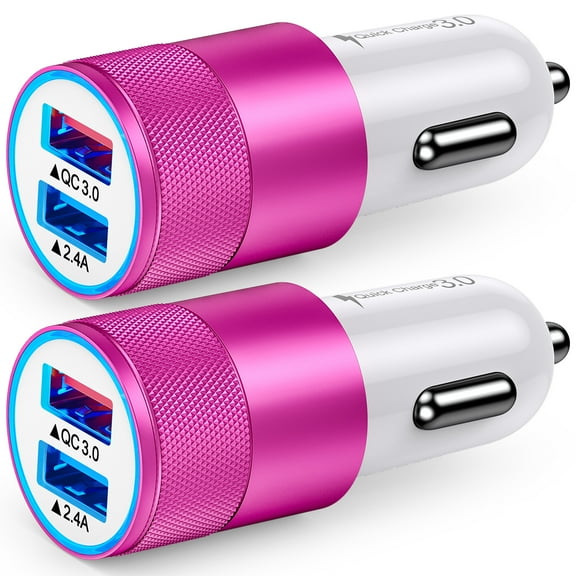 Car Charger,2PACK HopePow Type C Car Charger Adapter Fast Charging QC3.0 Quick Charge 2.4A Dual USB Car Charger Car Cigarette Lighter Adapter Socket Fast Car Charger,Rose