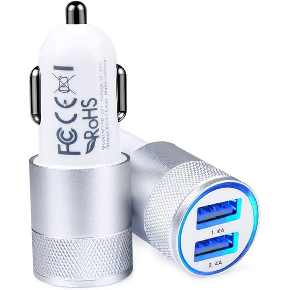 Car Charger, 2Pack Fast Charge Dual Port USB Cargador Carro Lighter Adapter for iPhone 15 14 13 12 11 Pro Max X XR XS 17 Plus 16, iPad, Samsung Galaxy S23 S22 S21 S25 Plus S7 j7 S10e S9 Note 8