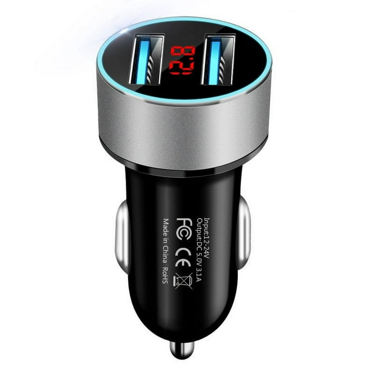 Car Charger 3.1A 12/24V Quick Charge Dual USB Port LED Voltage Display