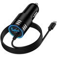 thumbnail image 1 of Car Charger with 3.3FT TYPE C Cable, Hootek USB Car Charger Adapter 3.4A USB-C Fast Charging USB C Retractable Car Charger Type C Charging Cable Cord Nylon Braided for Samsung Android, Black, 1 of 7