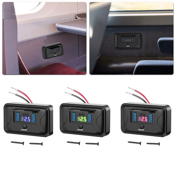 Car Charger 3 Port Rv Panel Outlet Rv Usb C Outlet Rv Charger Usb Power Outlet Blue Fangkenuo
