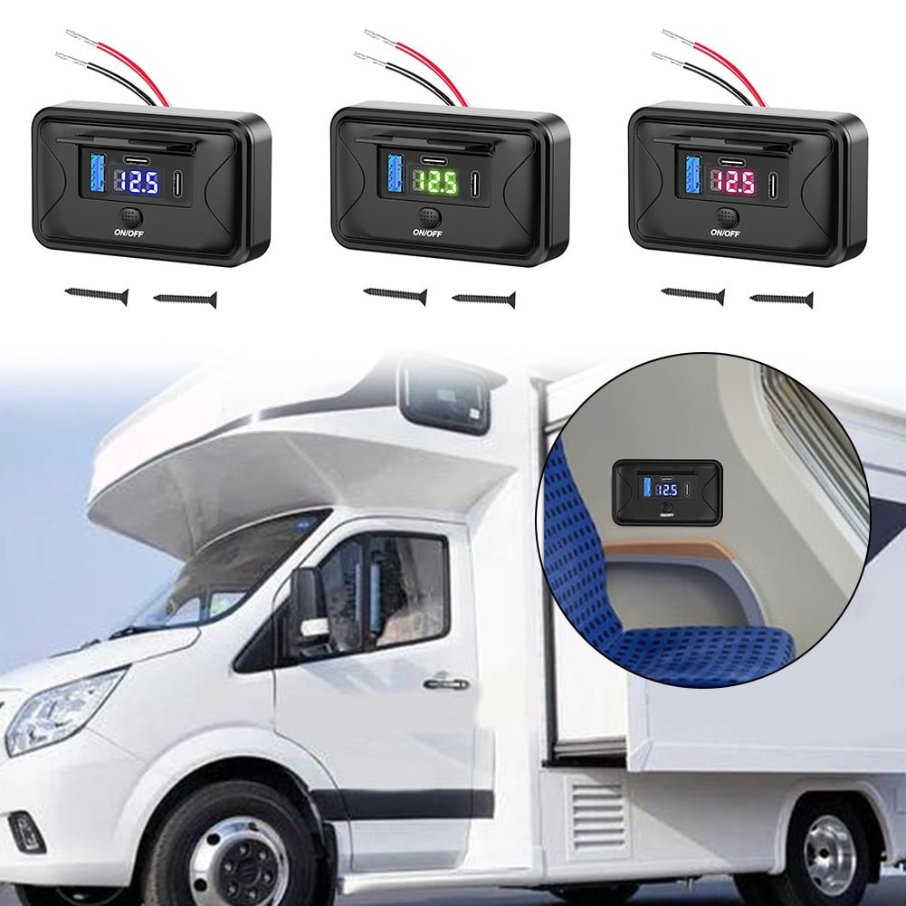 Car Charger 3 Port Rv Panel Outlet Usb C Outlet Rv Charger Socket Power ...