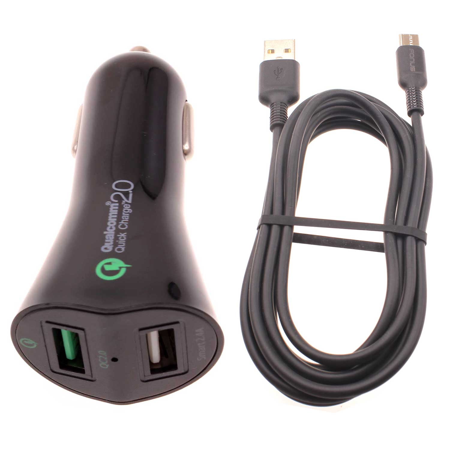 Car Charger 30W Fast for Samsung Galaxy S25/Edge/Plus/Ultra - 2-Port USB 6ft Cable Type-C Quick Charge DC Socket Power