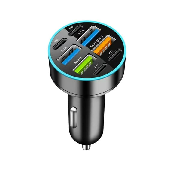 Car Charger, 66W Fast Charging 4 Port, LED Digital Display for Battery Voltage Monitoring, Safe Circuit Protection, Charge Phones and Mobile Devices While Driving