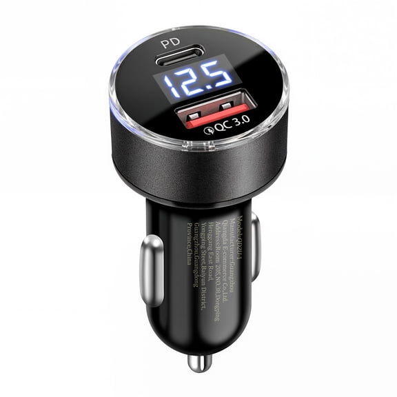Car Charger 66W Super Fast Charging with USB PD&QC 3.0(Voltmeter&LED Lights) Universal Quick Charge for 12-24V Car Cigarette Lighter Plug,Compatible with iPhone 14 13 12,S22 S21 S20,iPad(Black)